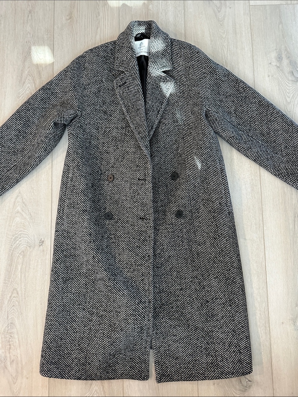 Aritzia Babaton The Slouch Coat Black & White Wool Cashmere Coat Size 2XS NWOT